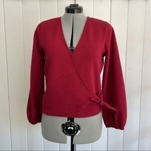 Madewell Texture & Thread Wrap Top in Cranberry​​​